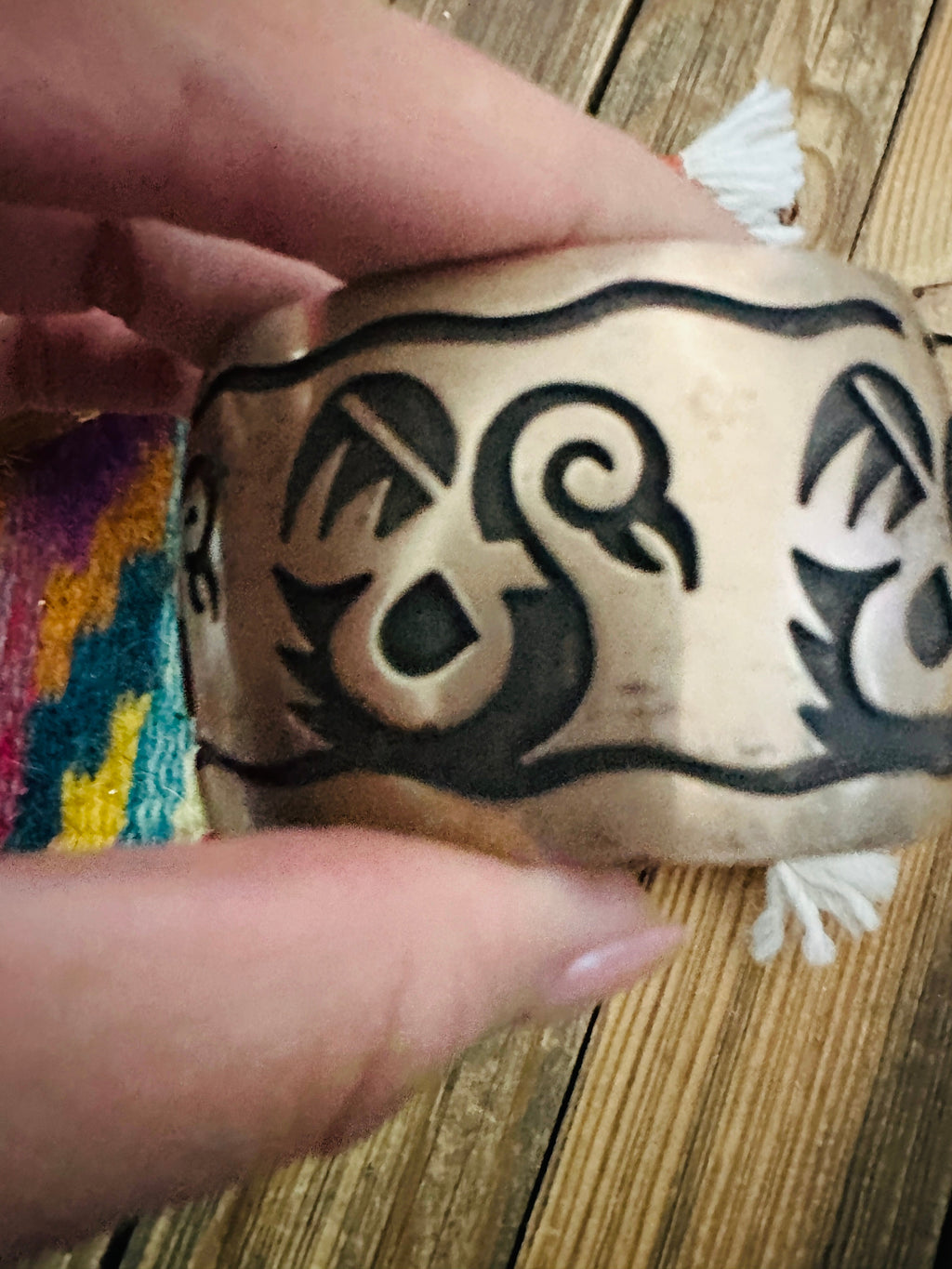 Handcrafted Old Pawn Sterling Silver Overlay Cuff Bracelet