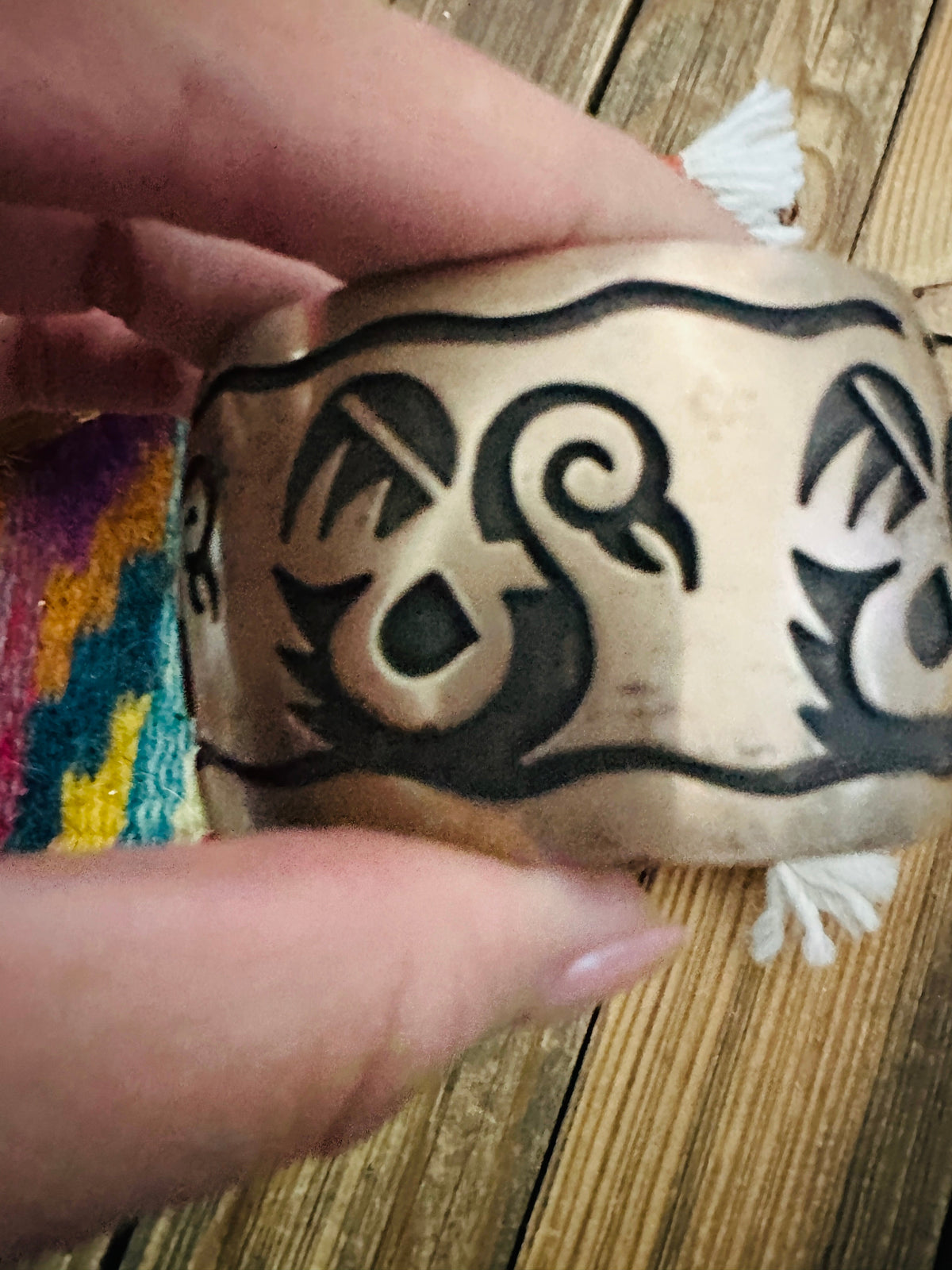 Handcrafted Old Pawn Sterling Silver Overlay Cuff Bracelet