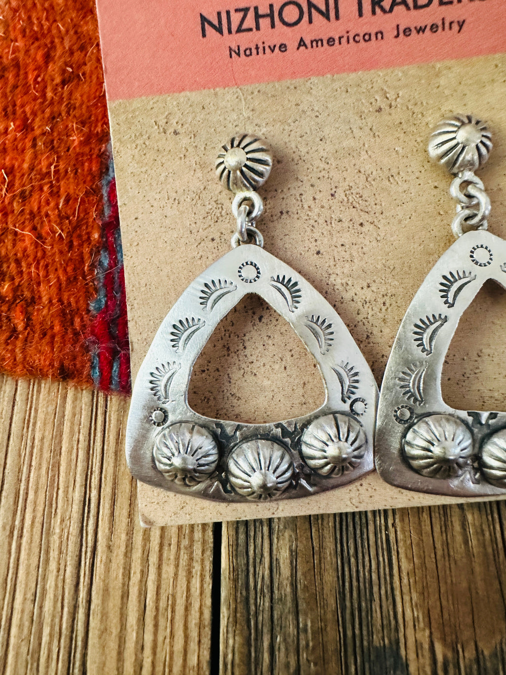 Handmade Sterling Silver Concho Dangle Earrings