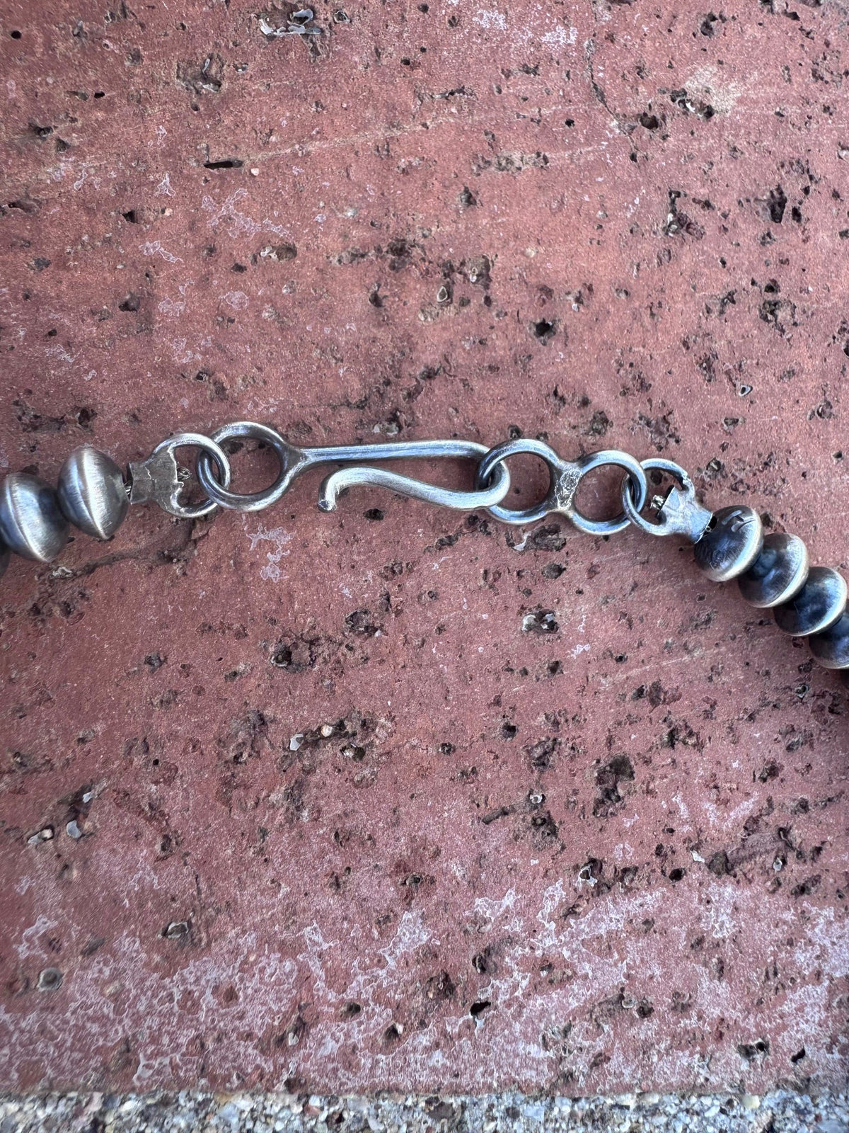 Handcrafted Sterling Silver Barrel & Saucer Beaded Necklace 24"