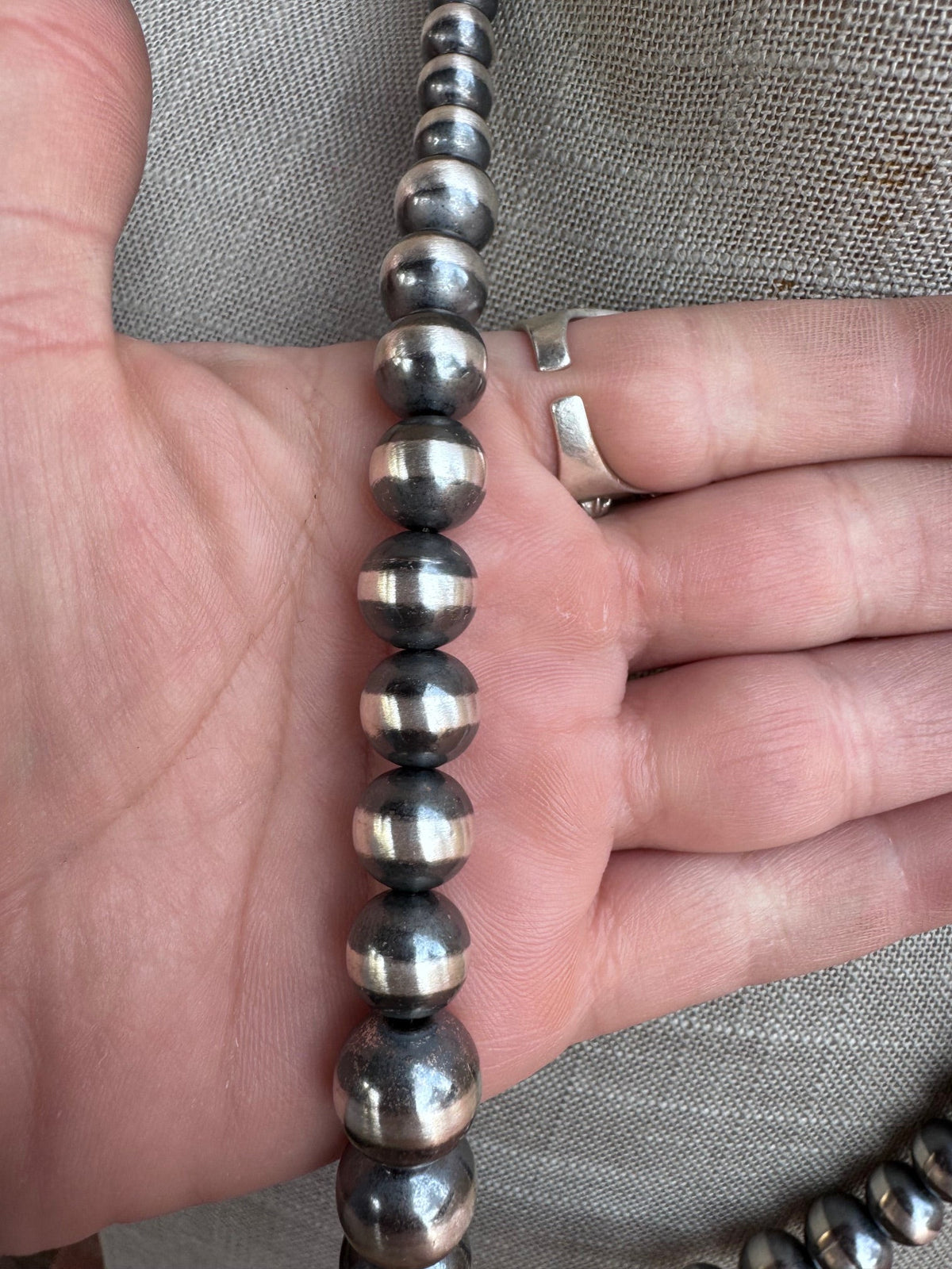 Handcrafted Graduated Sterling Silver Pearl 6-12mm Beaded Necklace