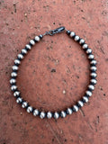 Handcrafted Sterling Silver Pearl 5mm Beaded Bracelet 7.5"