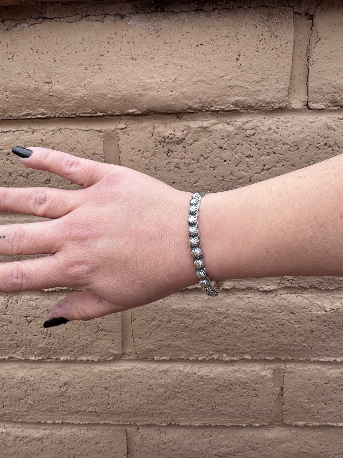 Handcrafted Sterling Silver Studded  Concho Cuff Bracelet