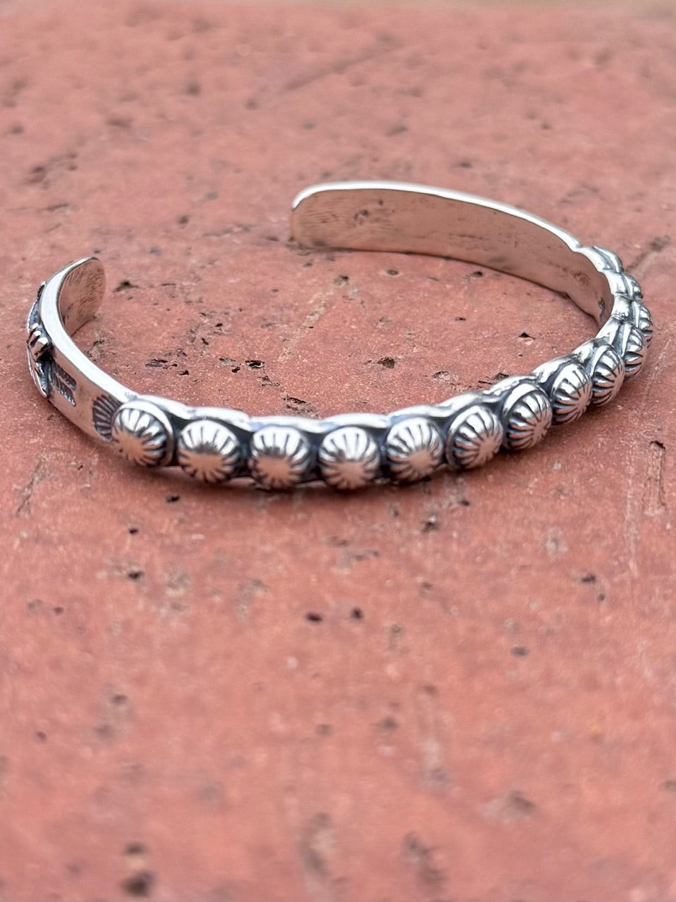 Handcrafted Sterling Silver Studded  Concho Cuff Bracelet