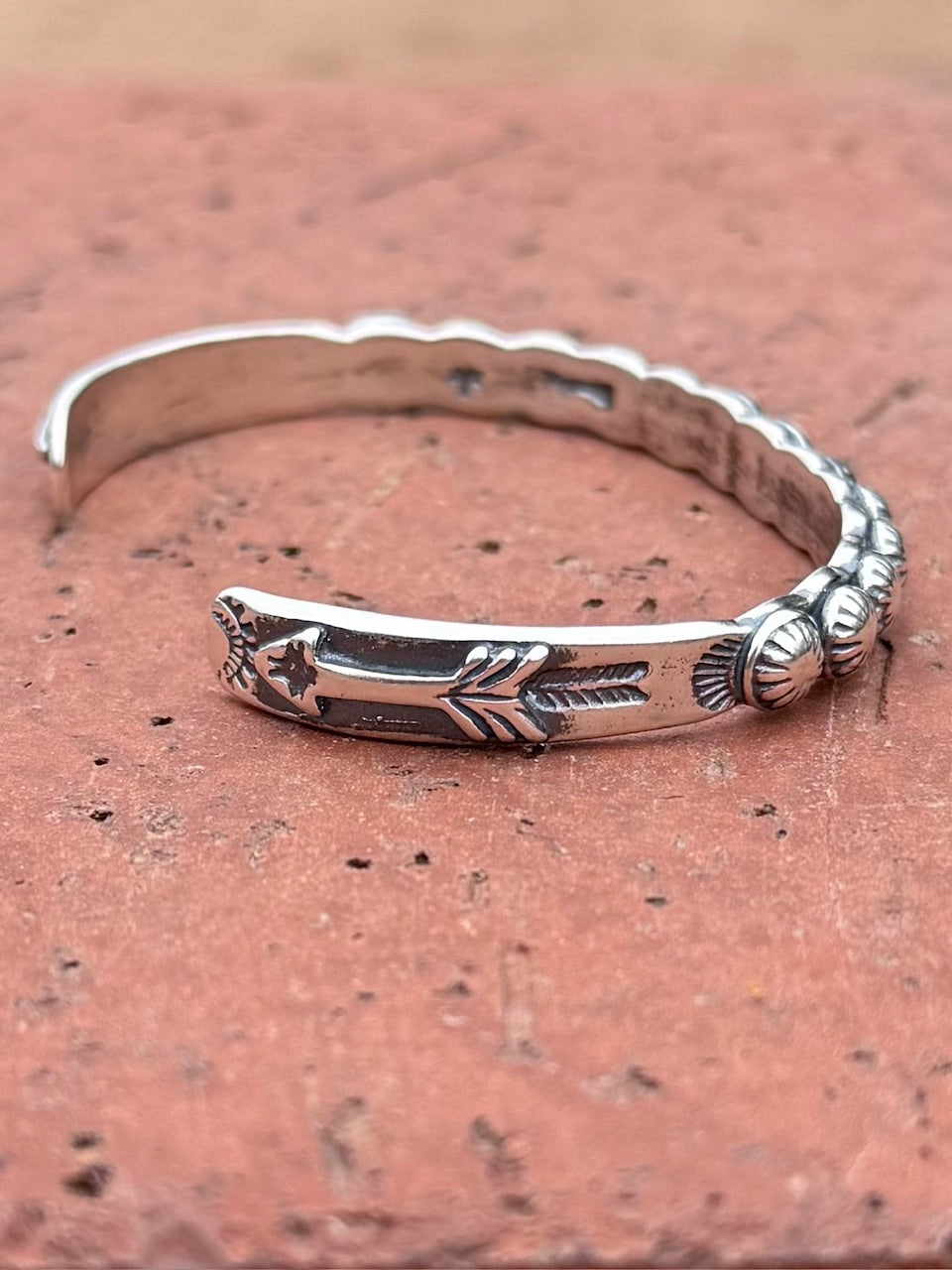 Handcrafted Sterling Silver Studded  Concho Cuff Bracelet