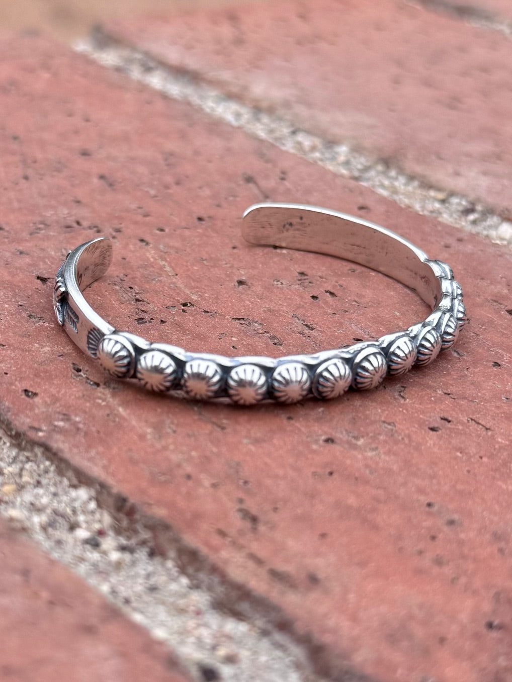 Handcrafted Sterling Silver Studded  Concho Cuff Bracelet
