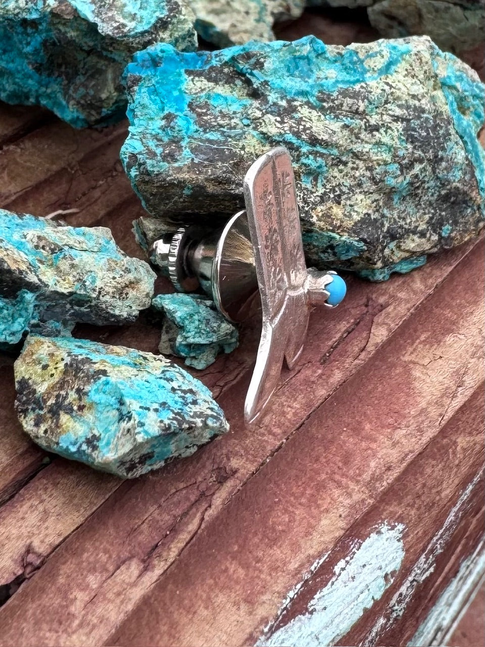 Handcrafted Sterling Silver & Turquoise Cowboy Boot Hat Pin