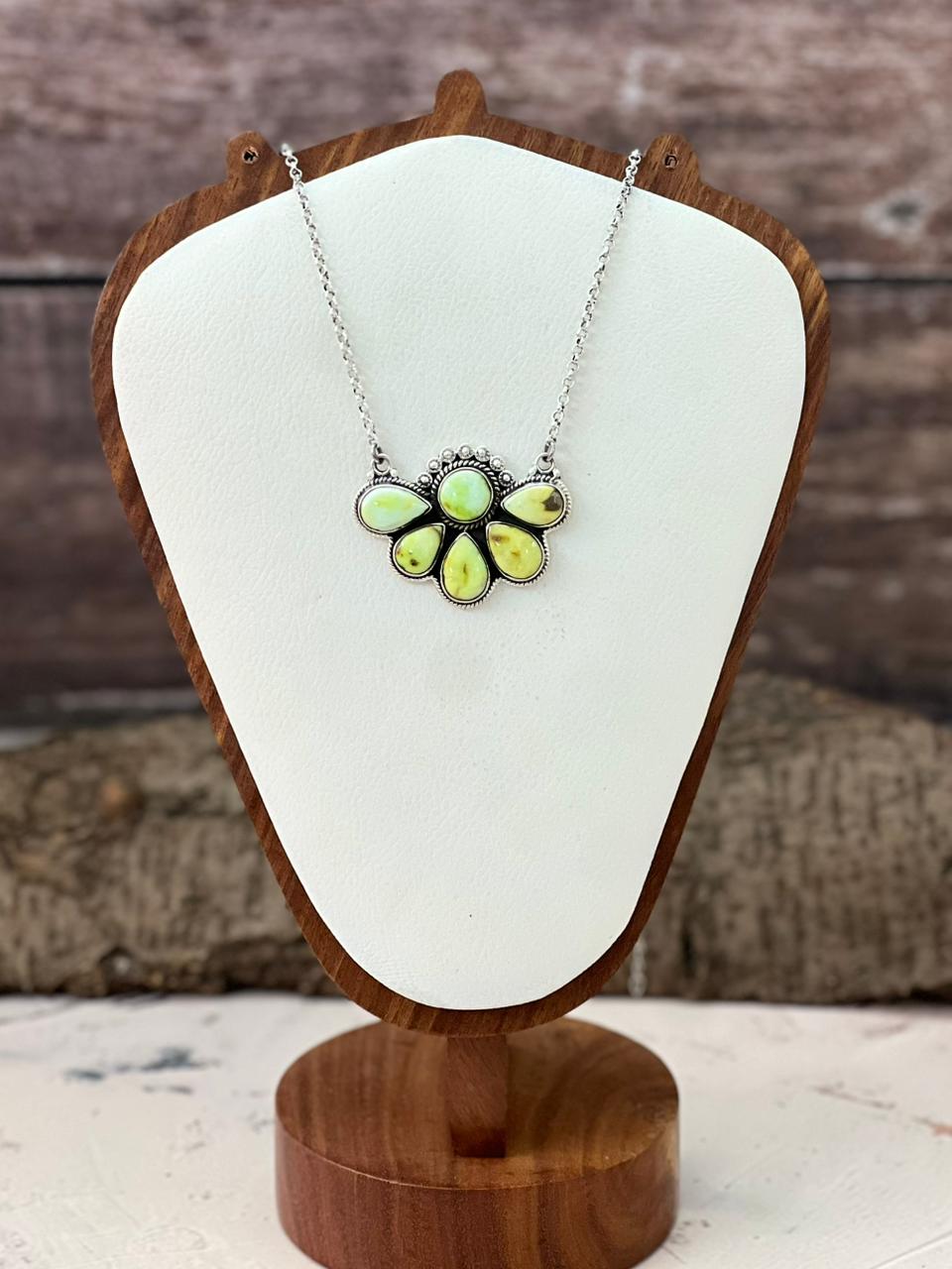 Handmade Sterling Silver Palomino Turquoise Necklace "Signed Nizhoni"