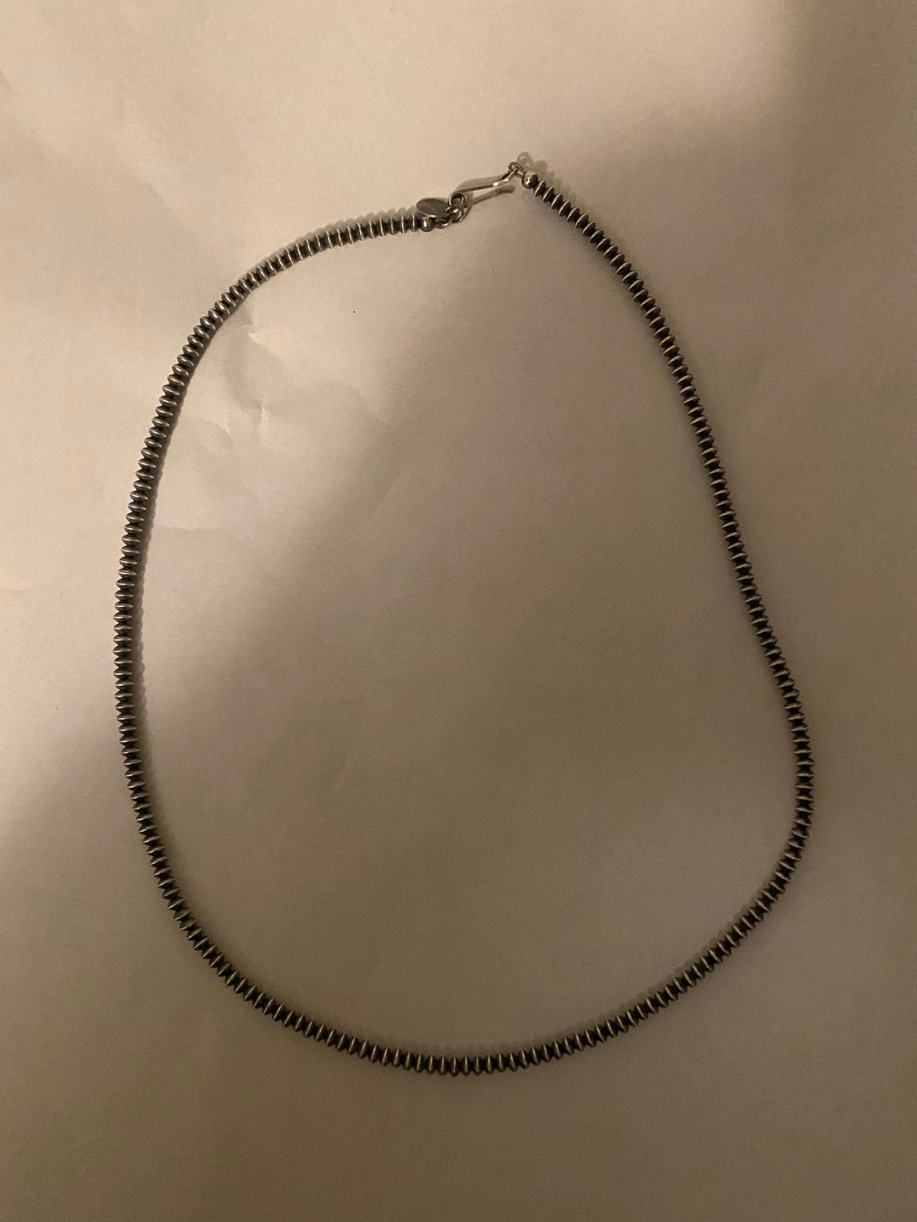 Handcrafted Sterling Silver Saucer Pearls 3mm Beaded Necklace 16 inch