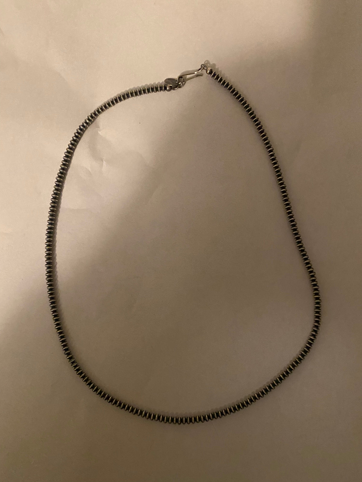 Handcrafted Sterling Silver Saucer Pearls 3mm Beaded Necklace 16 inch