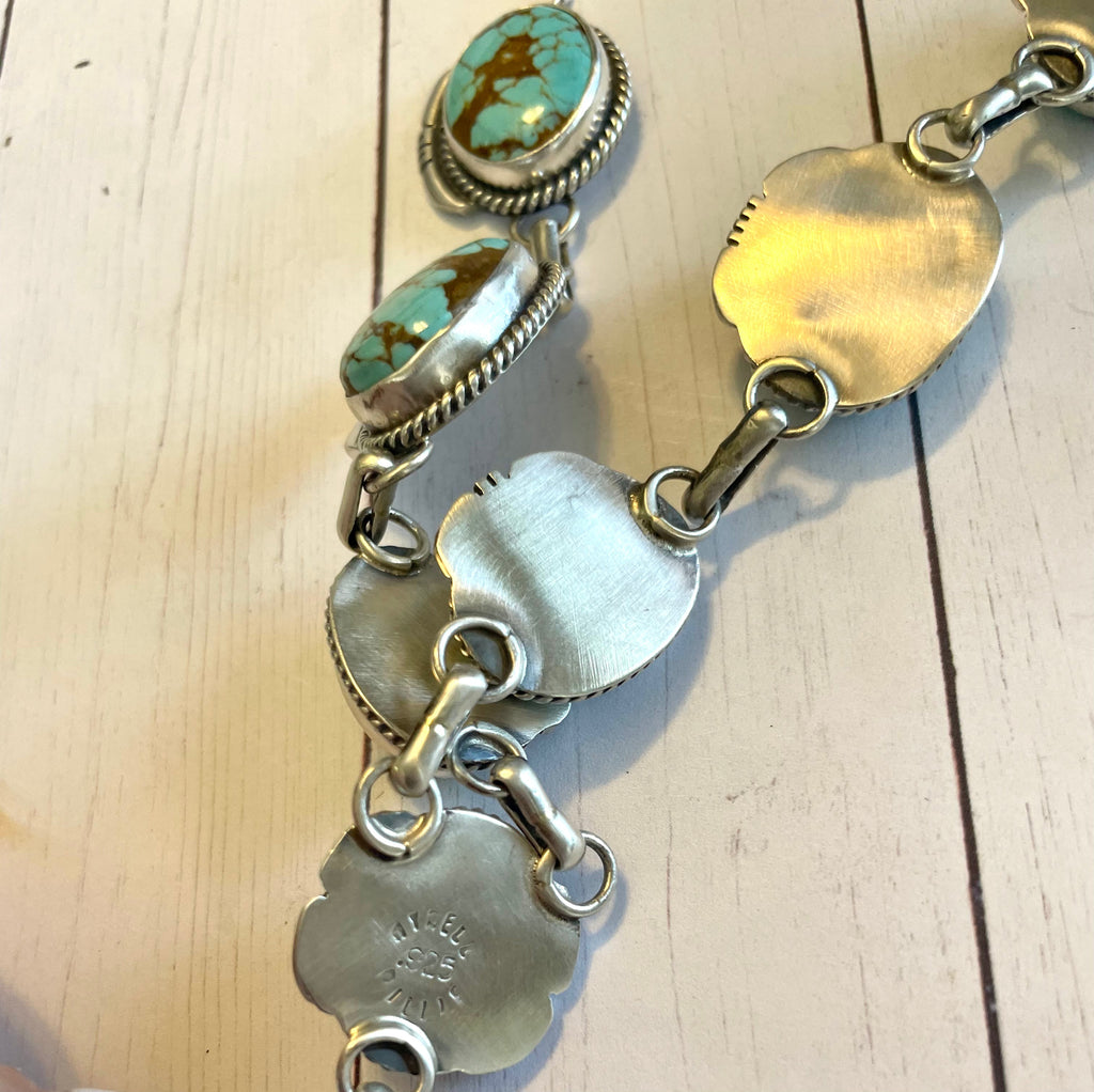 Handcrafted Sterling Silver & Royston Turquoise Lariat Necklace Set