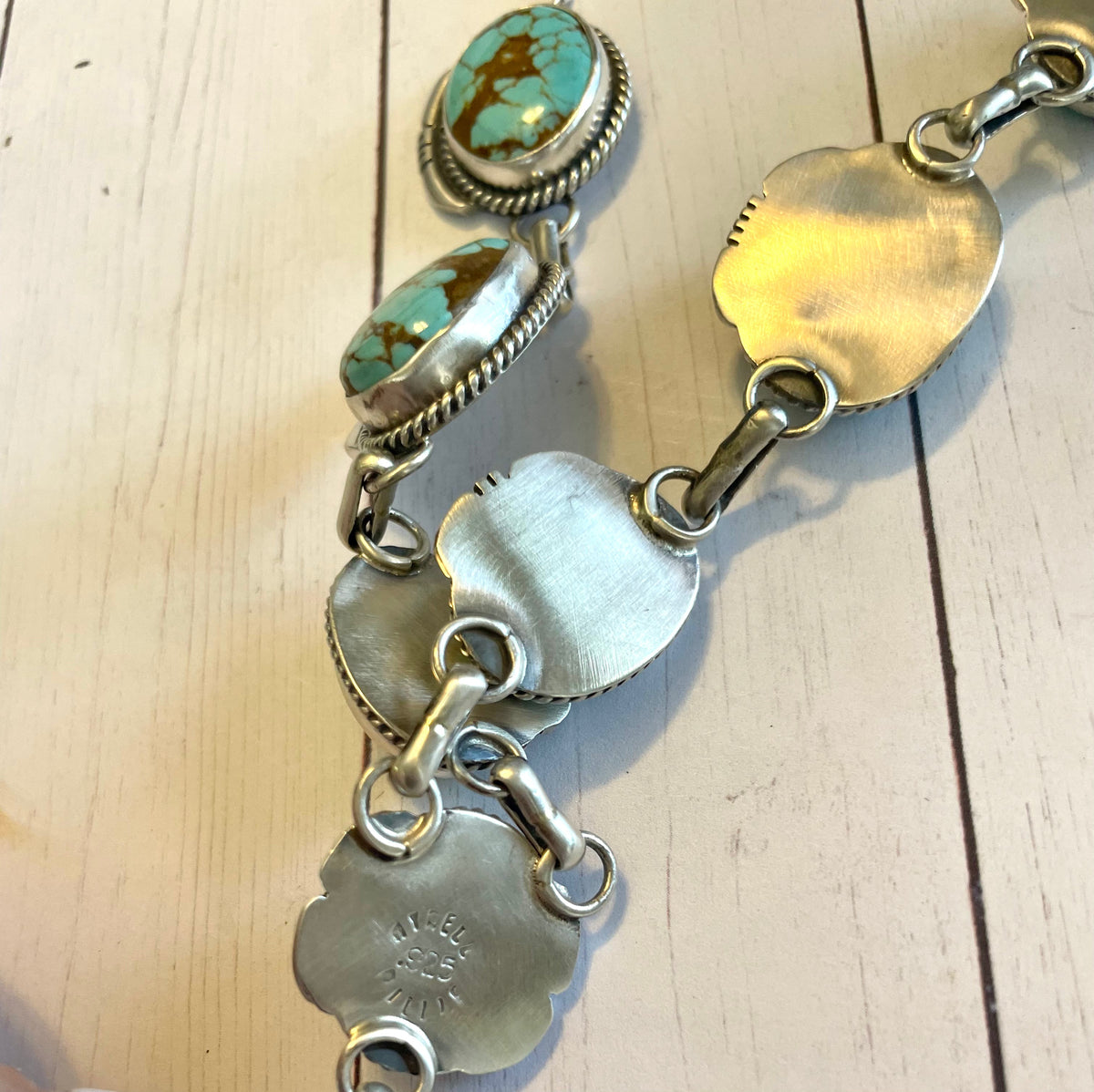 Handcrafted Sterling Silver & Royston Turquoise Lariat Necklace Set