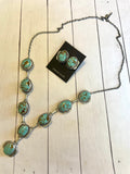 Handcrafted Sterling Silver & Royston Turquoise Lariat Necklace Set