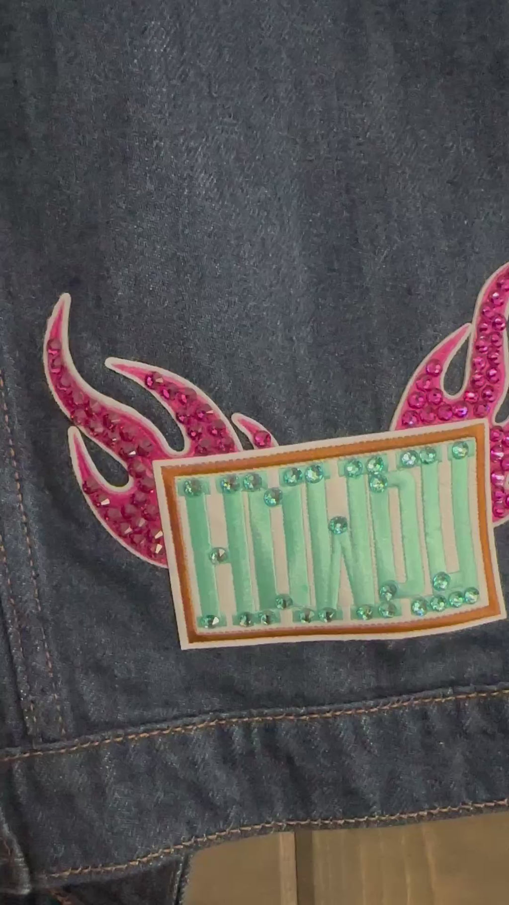 NWOT Hidden Jeans Women's Dark Blue Embellished Denim Jacket - Star & Cowgirl Patch