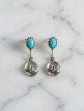 Cowboy Hat Turquoise Sterling Silver Dangle Earrings